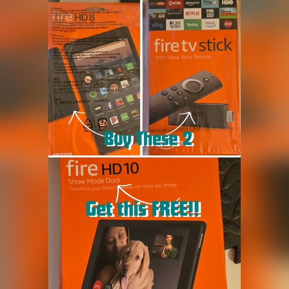 NIB Amazon Fire Bundle/Fire HD 8 Tablet/Fire Stick/Fire HD 10 Show Mode Dock - Picture 1 of 12